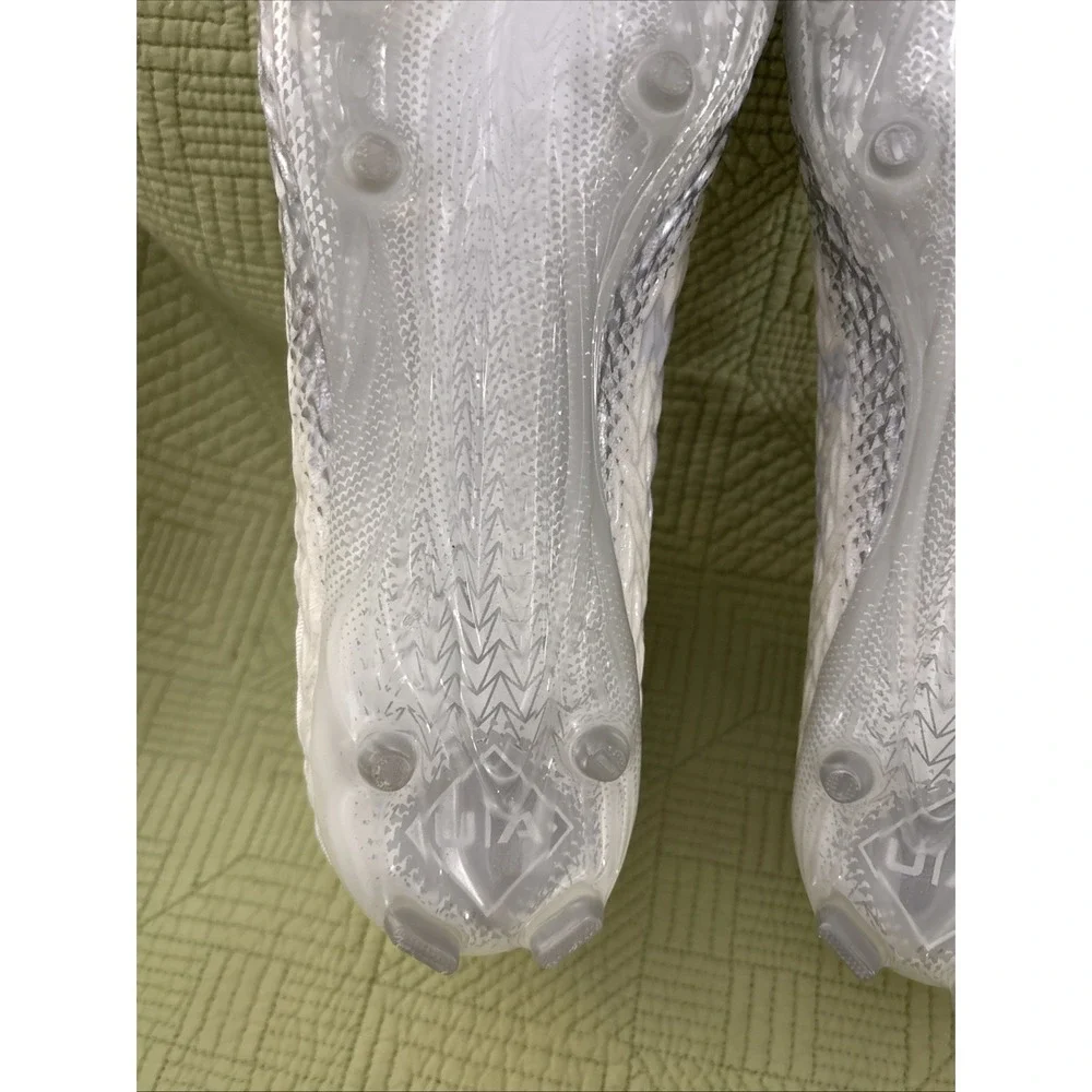 Under Armour UA Clone Football Cleats White Silver Men's Size 13 3024097-046